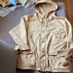 Free People Beige Hooded Field Jacket